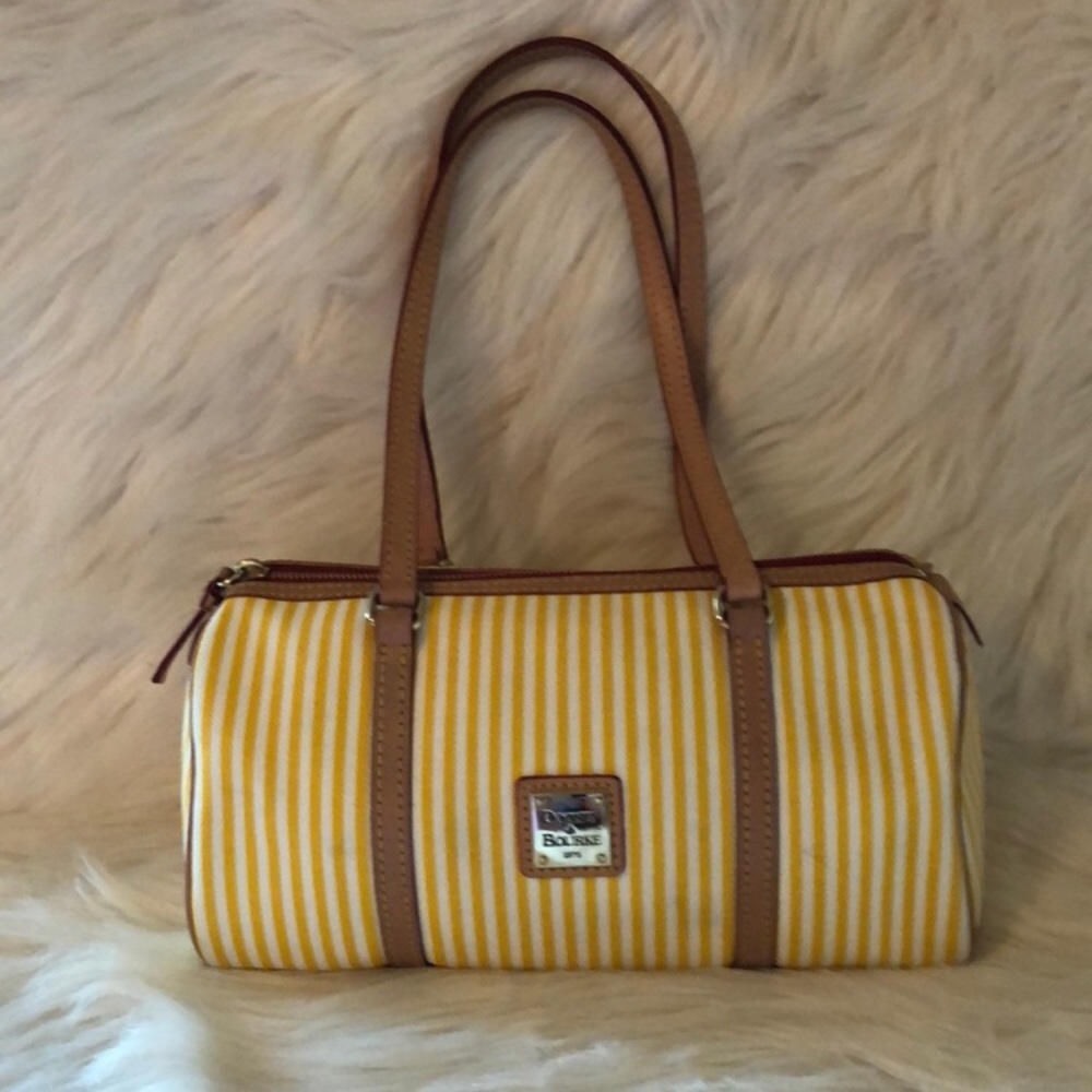 Dooney and Bourke yellow and white striped bag